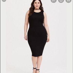 Torrid Black Jersey Midi Bodycon Dress NWT